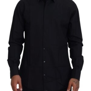 Black Gold Cotton Slim Fit Dress Mens Shirt - Jag Couture London
