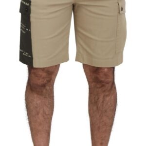 Beige Cotton Cargo Bermuda Shorts - Jag Couture London