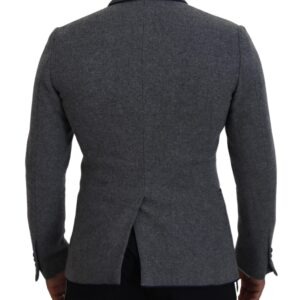 Gray Wool Roses Slim Fit Jacket Blazer - Jag Couture London