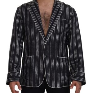 Blue Striped Silk Pajama Shirt Jacket - Jag Couture London
