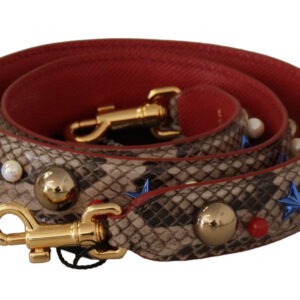 Brown Python Leather Studded Shoulder Strap - Jag Couture London