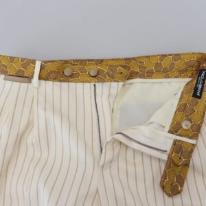 Off White Gold Striped Tuxedo Slim Fit Suit - Jag Couture London