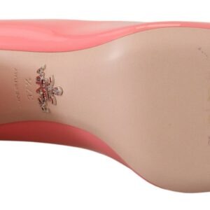Pink Patent Leather Block Heels Pumps Classic - Jag Couture London
