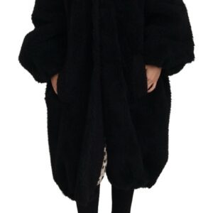 Black Cashmere Blend Faux Fur Coat Jacket - Jag Couture London