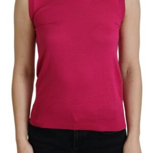 Pink Silk Vest Pullover Crewneck Tank Top - Jag Couture London