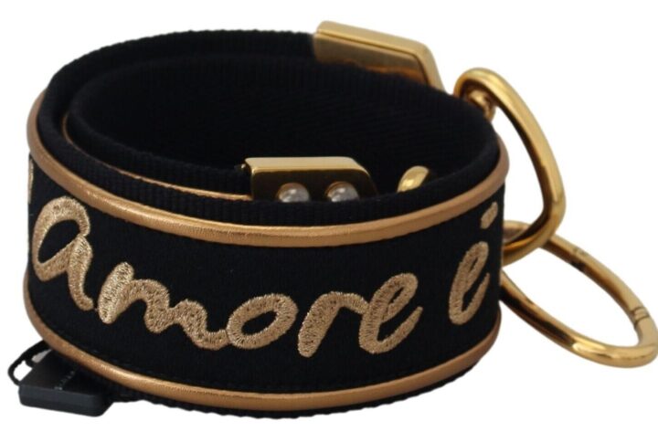 Black Gold Logo Print Brass Bag Shoulder Strap - Jag Couture London