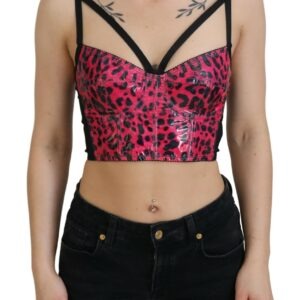 Pink Leopard Print Cropped Bustier Corset Top - Jag Couture London