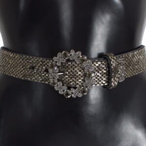 Multicolor Wide Crystal Buckle Sequined Belt - Jag Couture London
