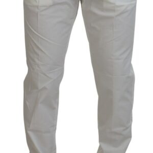 White Cotton Skinny Chino Pants - Jag Couture London