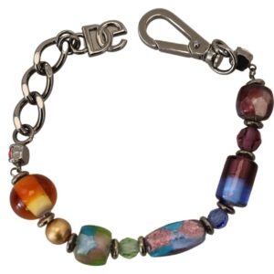 multicolor Silver Chain Brass Beaded Lobster Clasp Bracelet - Jag Couture London