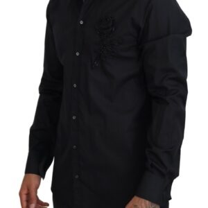 Black Roses Slim Fit Cotton Shirt - Jag Couture London