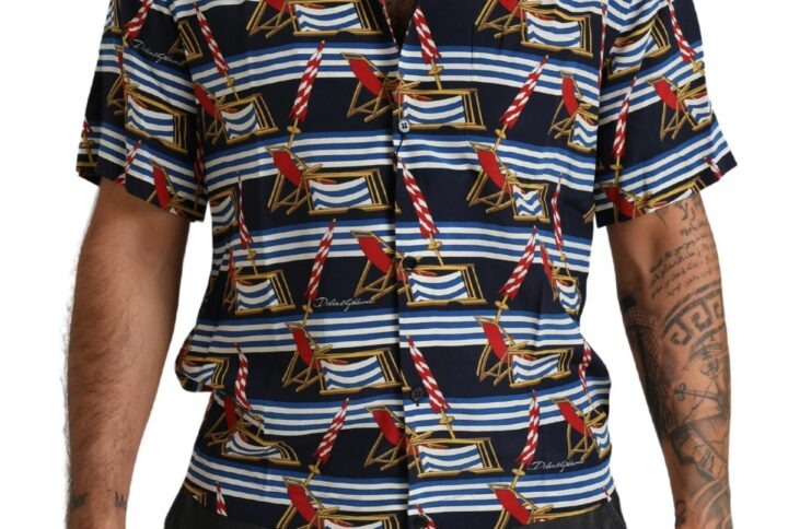 Multicolor Beach Chair Short Sleeves Shirt - Jag Couture London