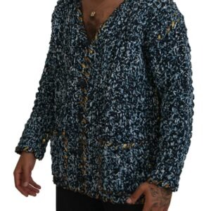 Blue Button Cardigan Fatto A Mano Sweater - Jag Couture London