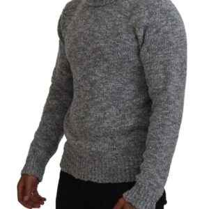 Gray Wool Knit Turtleneck Pullover Sweater - Jag Couture London