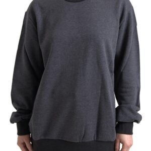 Dark Gray Cotton Crew Neck Pullover Sweater - Jag Couture London