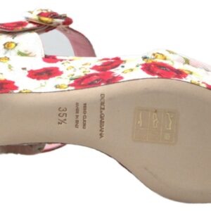 Multicolor floral print Wedges Floral Ankle Strap Sandals - Jag Couture London