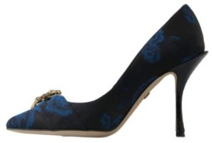 Blue Floral Ayers Crystal Pumps Shoes - Jag Couture London