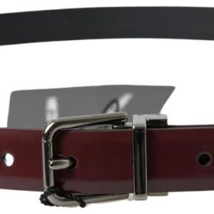 Bordeaux Leather Silver Metal Buckle Belt - Jag Couture London