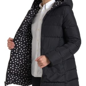 Black Polyester Hooded Reversible Jacket - Jag Couture London