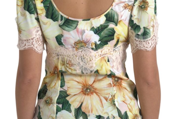 Multicolor Floral Lace V Neck Blouse - Jag Couture London