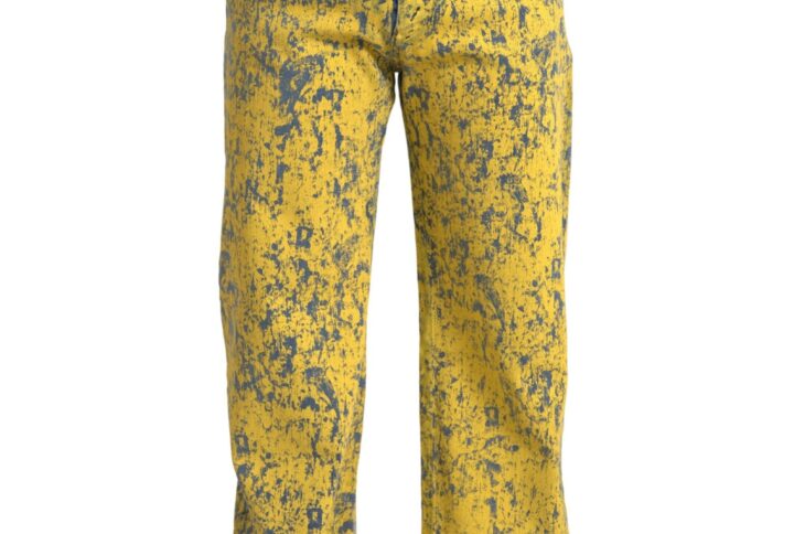 Yellow Cotton Tie Dye Straight Denim Jeans - Jag Couture London