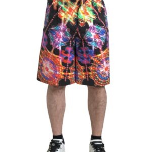 Multicolor Printed Cotton Men Bermuda Shorts - Jag Couture London