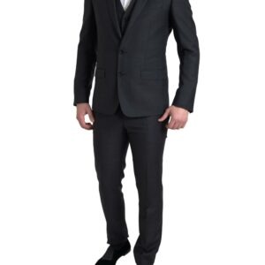 Dark Gray 3 Piece Single Breasted MARTINI Suit - Jag Couture London