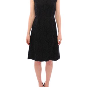 Black floral lace sicily runway dress - Jag Couture London