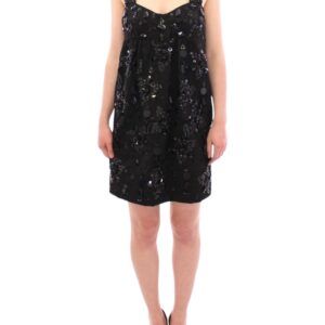 Black floral crystal embedded dress - Jag Couture London