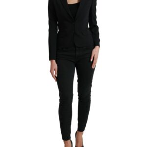 Black Wool Single Breasted Blazer Coat Jacket - Jag Couture London