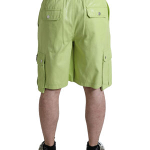 Light Green Cotton Men Cargo Bermuda Shorts - Jag Couture London