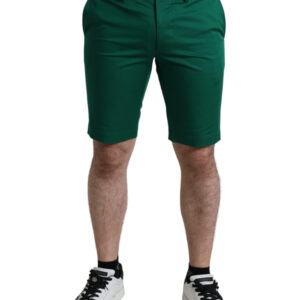 Deep Green Cotton Stretch Men Bermuda Shorts - Jag Couture London
