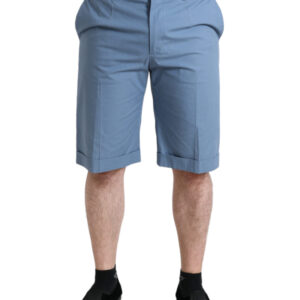Sky Blue Cotton Folded Hem Men Bermuda Shorts - Jag Couture London