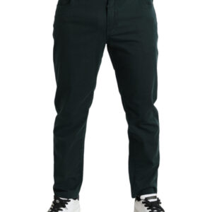 Green Cotton Stretch Skinny Men Denim Jeans - Jag Couture London