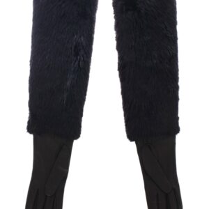Black Beaver Fur Lambskin Leather Elbow Gloves - Jag Couture London