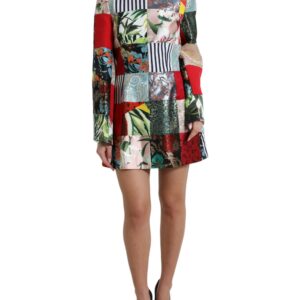 Multicolor Floral Patchwork Shift Mini Dress - Jag Couture London