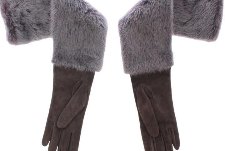 Gray Mink Fur Lambskin Suede Leather Gloves - Jag Couture London
