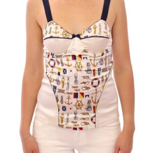 White sailor motive tank top - Jag Couture London