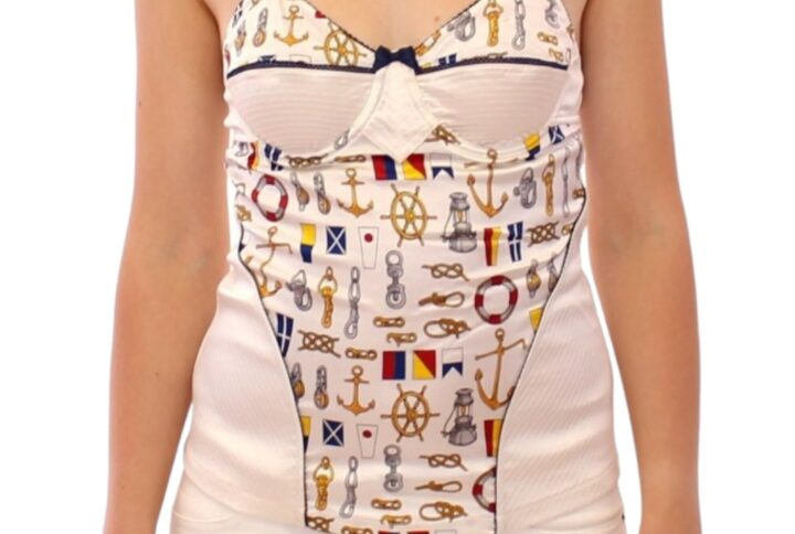 White sailor motive tank top - Jag Couture London
