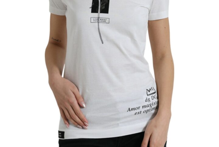 White Black Roses Crewneck Cotton T-shirt - Jag Couture London