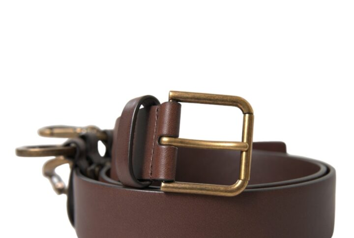 Brown Calf Leather Gold Metal Buckle Belt - Jag Couture London