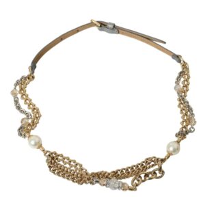 Blue Braided Gold Brass Chain Waist Belt - Jag Couture London