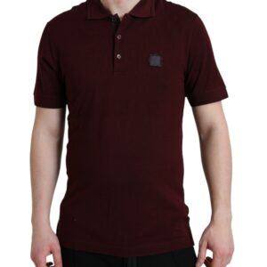 Maroon Collared Short Sleeves Polo T-shirt - Jag Couture London