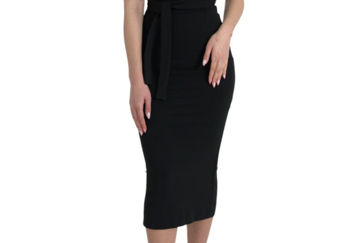 Black Sheath Halter Sleeveless Midi Dress - Jag Couture London