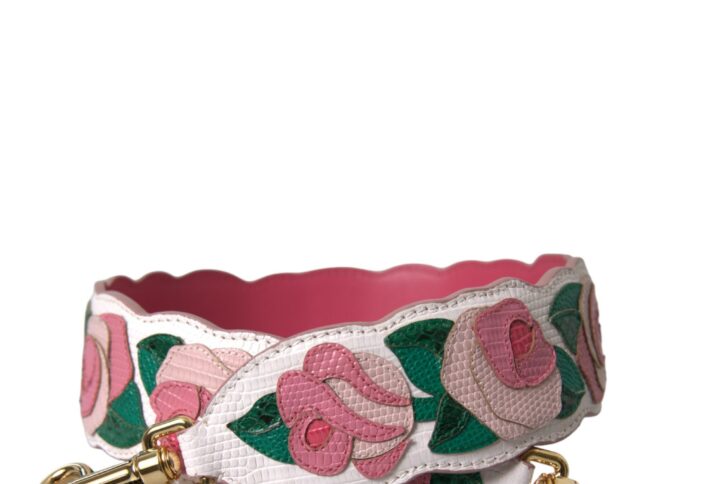 White Floral Leather Accessory Shoulder Strap - Jag Couture London