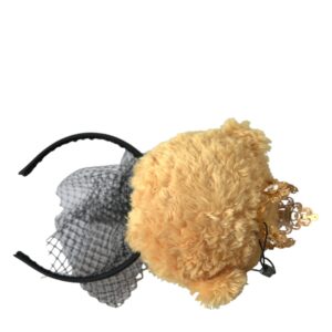 Brown Teddy Bear Gold Crystal Crown Hair Band Diadem - Jag Couture London