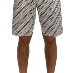 White Black Striped Casual Shorts - Jag Couture London