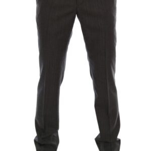 Gray Wool Striped Formal Pants - Jag Couture London