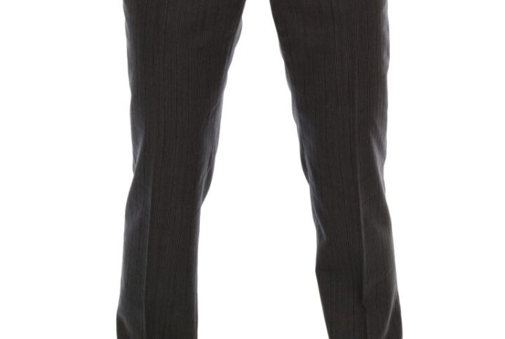 Gray Wool Striped Formal Pants - Jag Couture London
