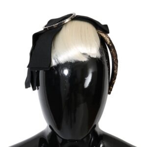 Black Crystal White Diadem Headband - Jag Couture London